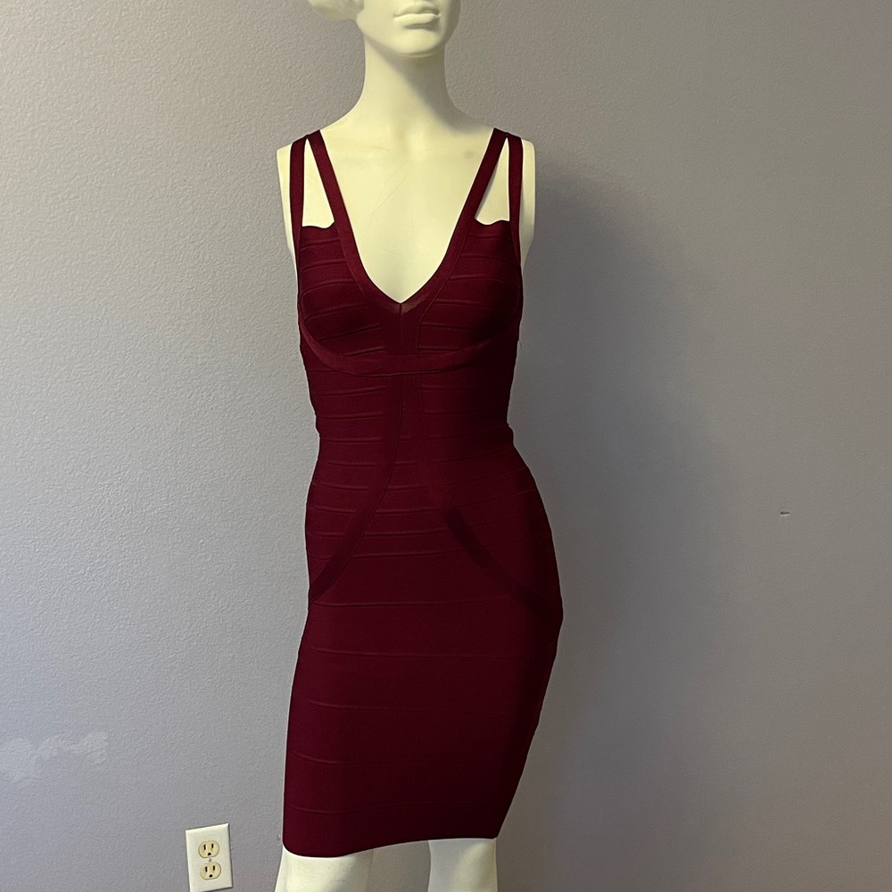 ANGL Deep burgundy Strappy Mini Dress